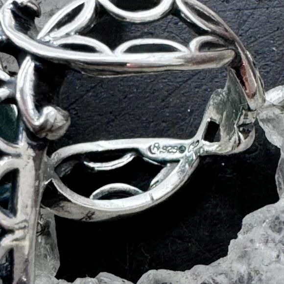 Carolyn Pollack Sterling Faceted Marquise Amazonite Split Shank Size 5 Dome Ring - Picture 7 of 10